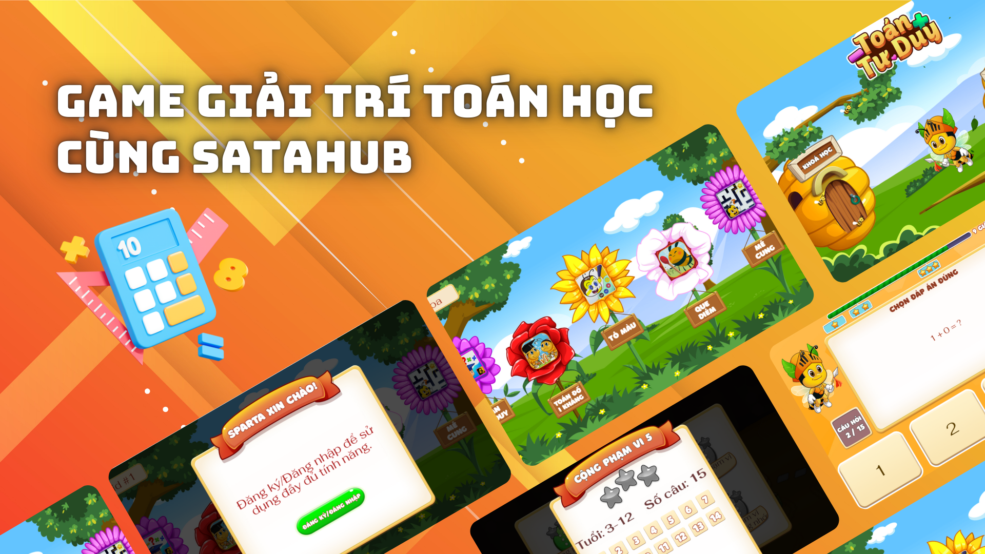 Hệ thống SataHub dành riêng cho học sinh tiểu học làm bài tập toán và bài kiểm tra thi thử.